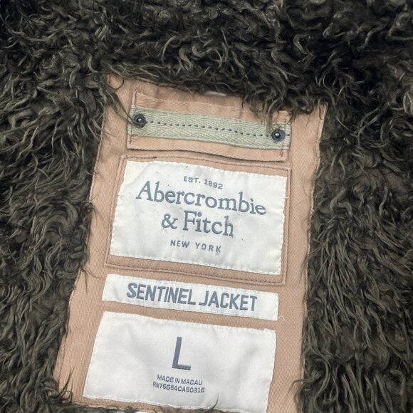 Abercrombie & Fitch Vintage Sentinel Military Cargo Canvas Sherpa Lined Jacket L - Picture 13 of 14